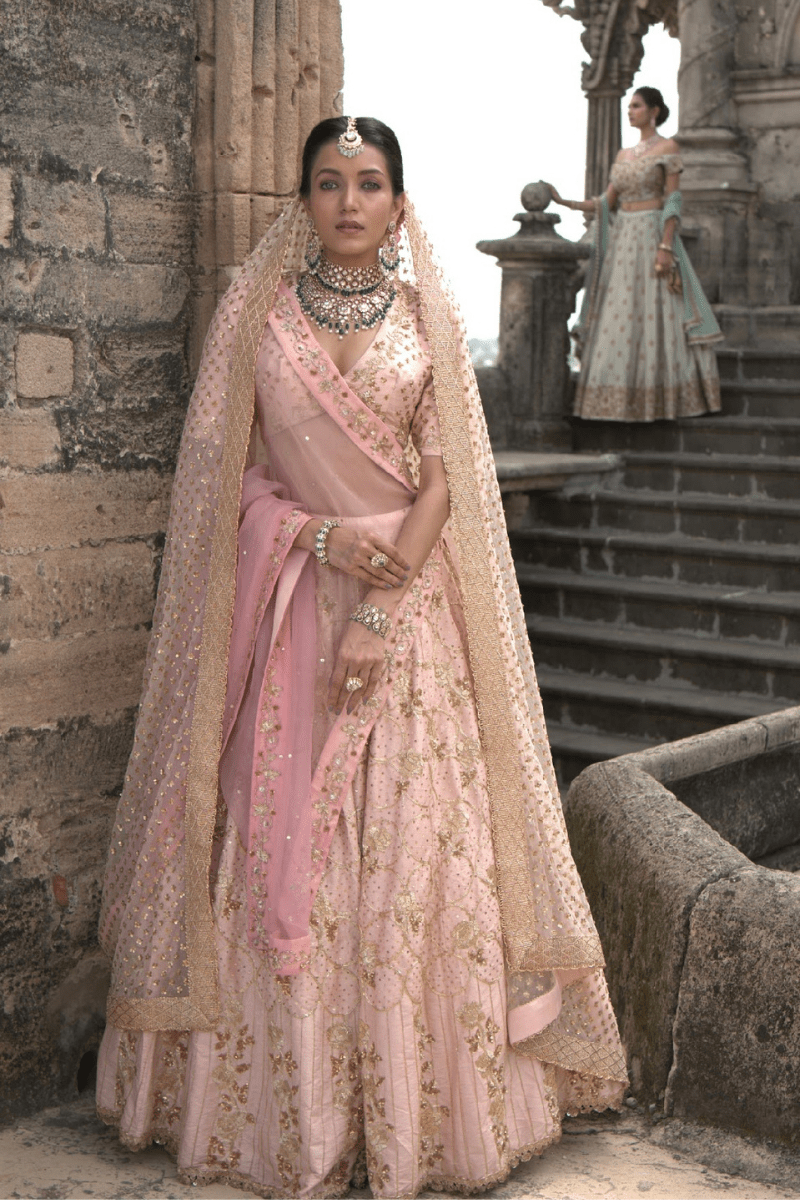 Pink Raw Silk Lehenga