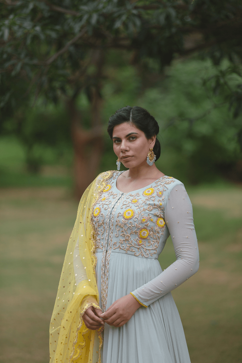 Teal Blue Anarkali