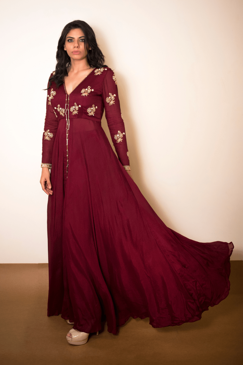Maroon Anarkali
