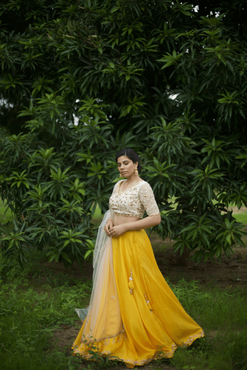Yellow & Ivory Lehenga