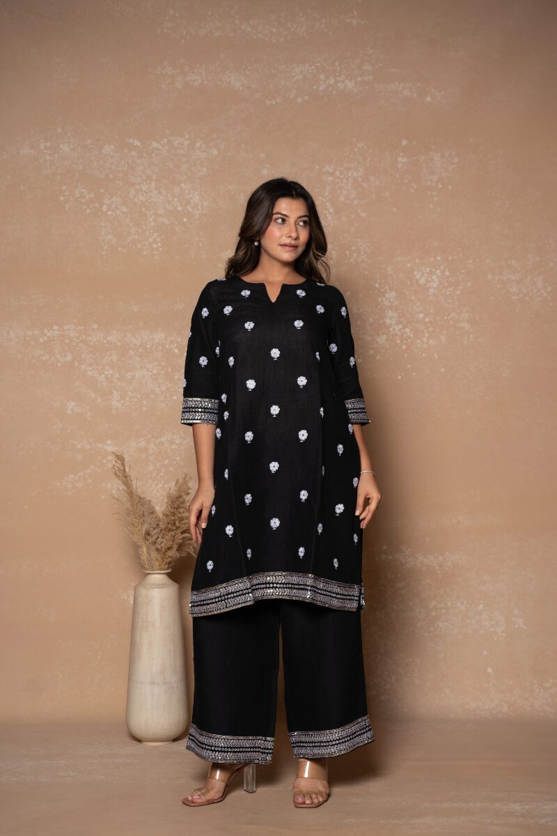 Black Linen Kurta