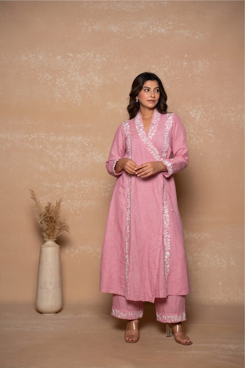Pink Linen Kurta