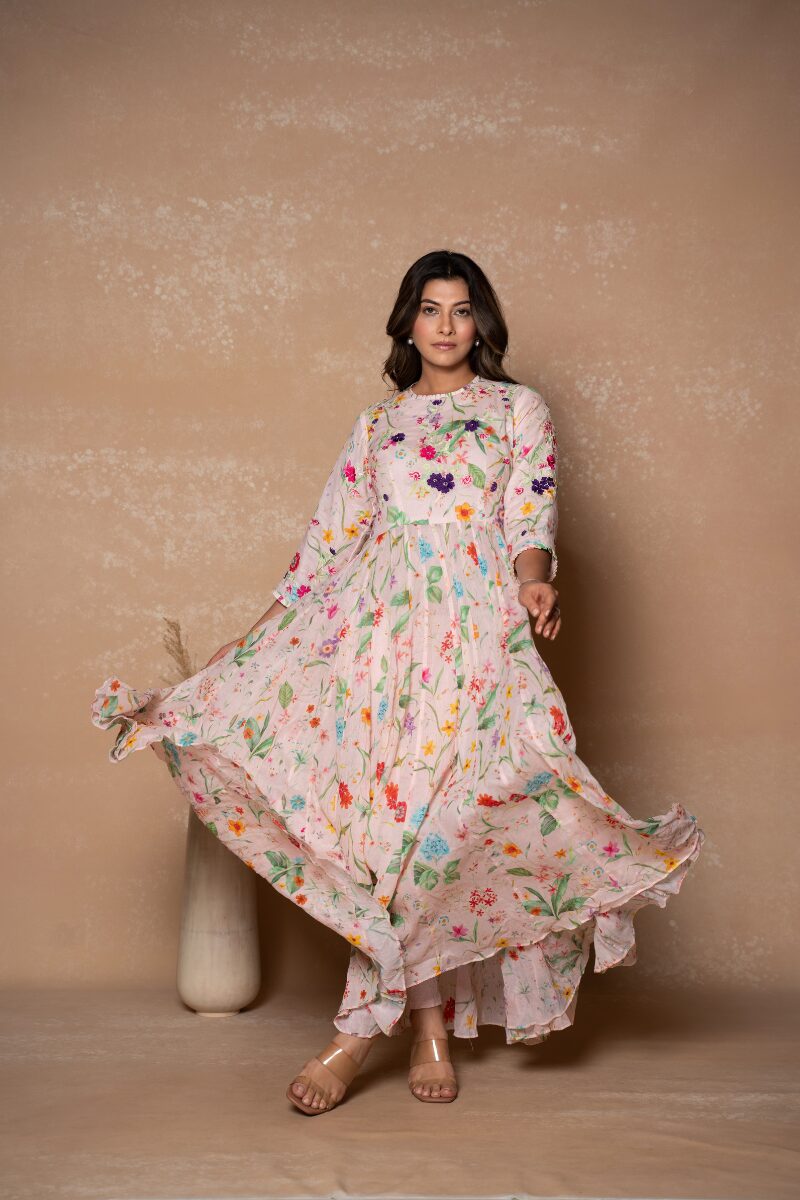 Pink Mulmul Anarkali